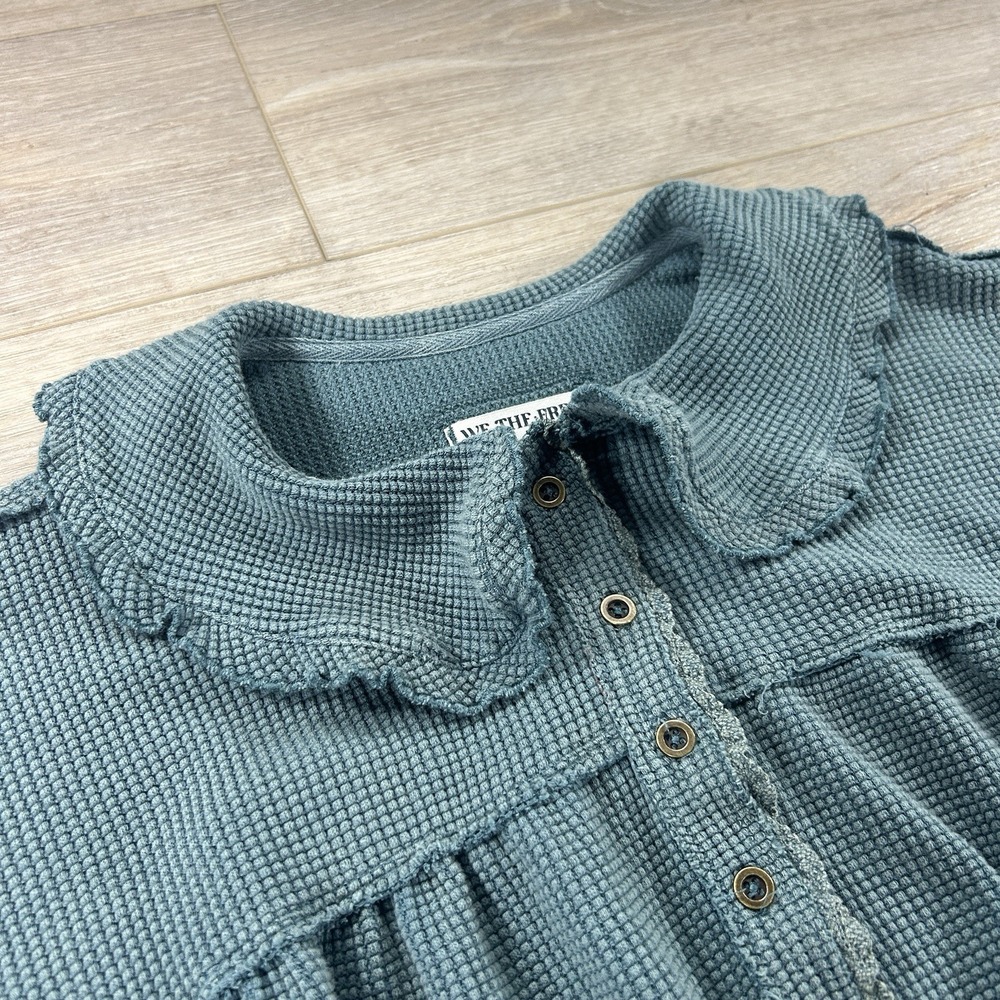 We The Free Teal Long Sleeve Waffle-Knit Top - Picture 3 of 14